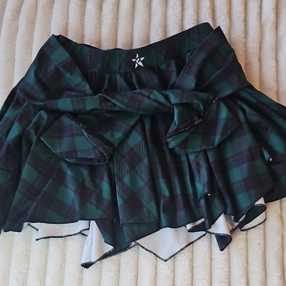 Rebel Atheltic Plaid Green and Black Skirt
